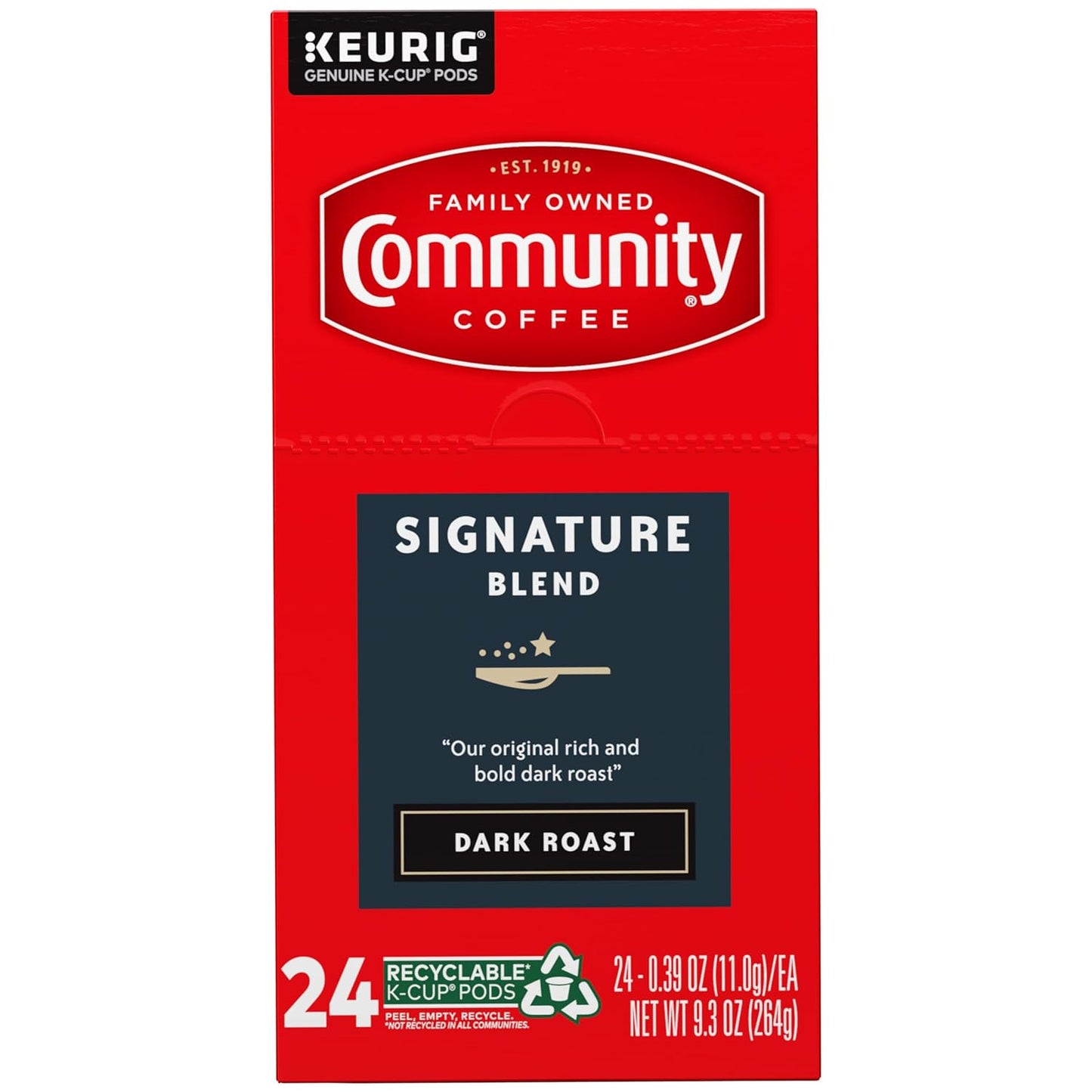 Community Coffee Signature Blend 96 Count Coffee Pods, Dark Roast, Compatible with Keurig 2.0 K-cup Brewers(Pack of 4,24 Count Total)