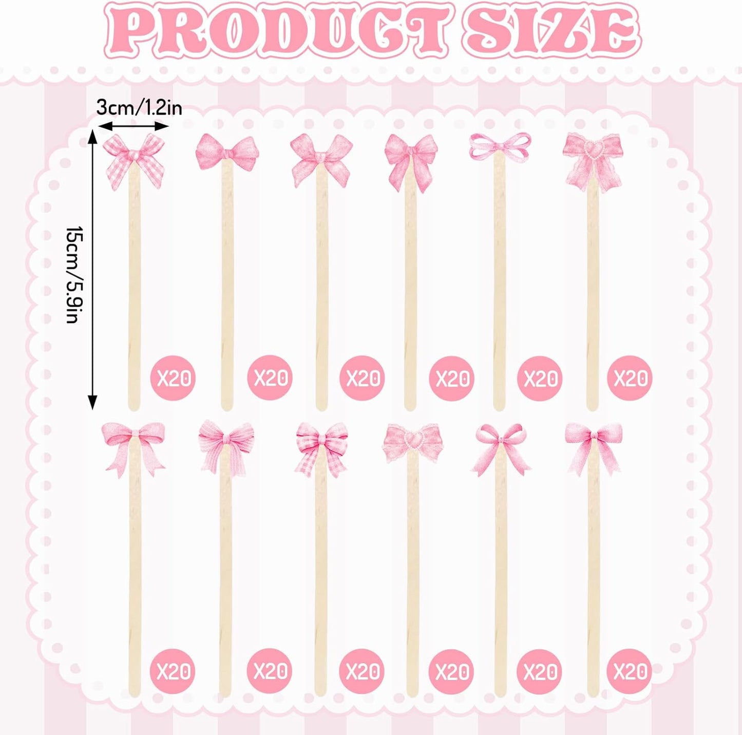 120Pcs Pink Bow Coffee Stirrers Watercolor Multiple Bowknot Disposable Stir Sticks Wooden Drink Stirrers for Home Office Bar Restaurant Party Supplies