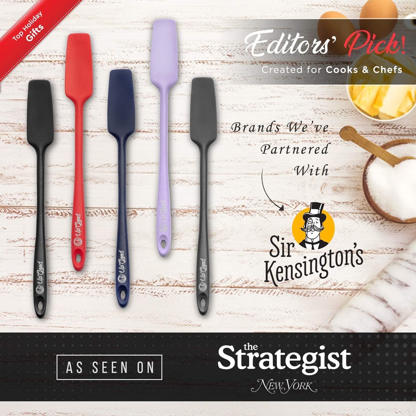 Silicone Jar Spatula | 600F Heat Resistant Non-Stick Rubber Scraper | Perfect for Jars, Smoothies, Blenders | One Piece Utensils | Durable Kitchen Cookware (UpGood Professional Spatulas, Purple)