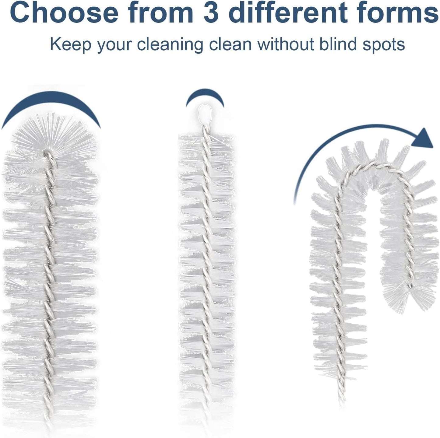 Straw Cleaner Brush Set, 12-Piece 11.8 Inch Long Botthle Cleaning Brush, Nylon Tube Brush Kit for Straws on Tumbler, Water Bottle, Sippy Cup and Pipes, Tubes or Tea Pot Spout