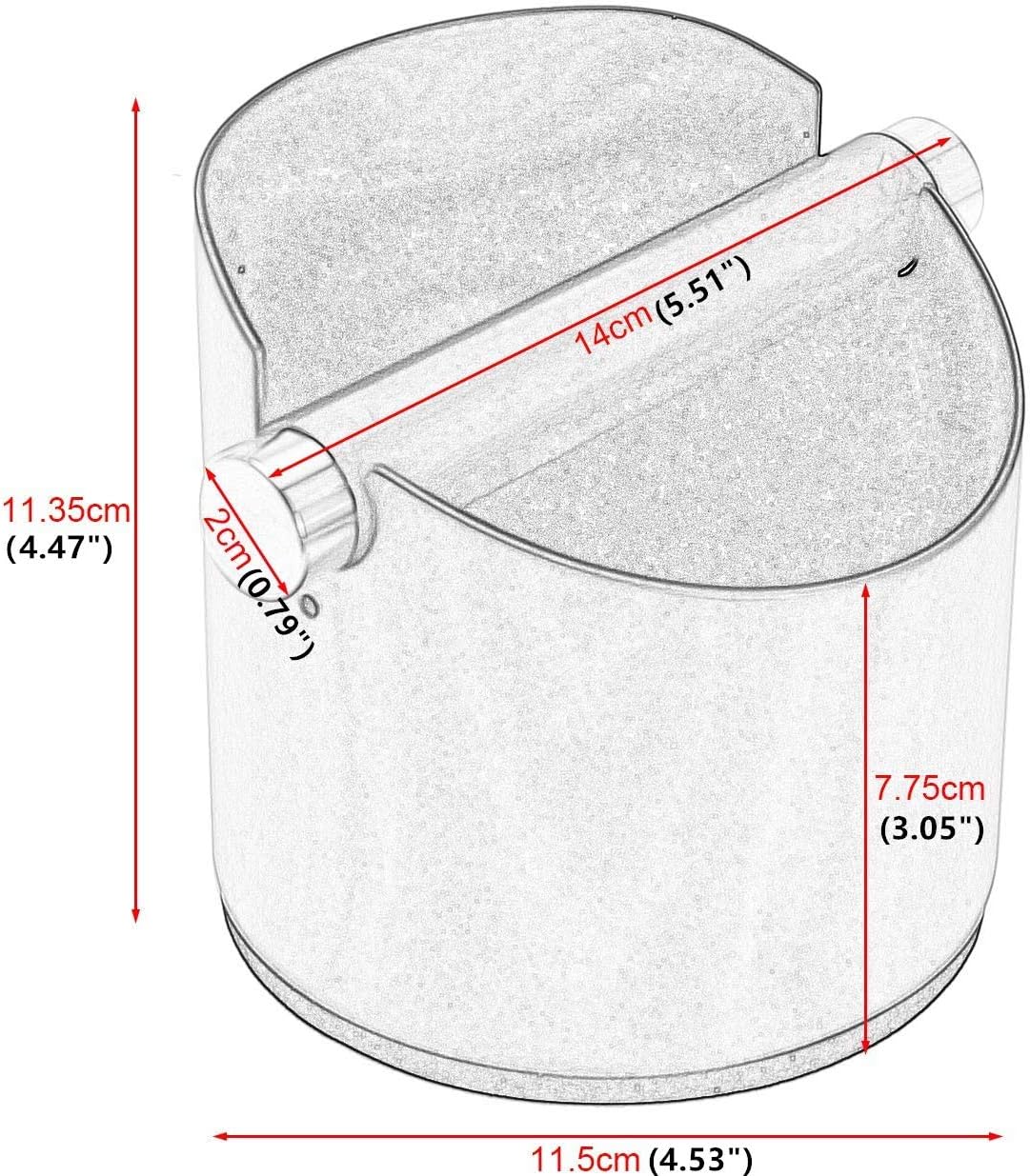 Espresso Knock Box, Stainless Steel Coffee Grounds Knock Box, With Removable Knock Bar and Non-Slip Rubber Base (Black)