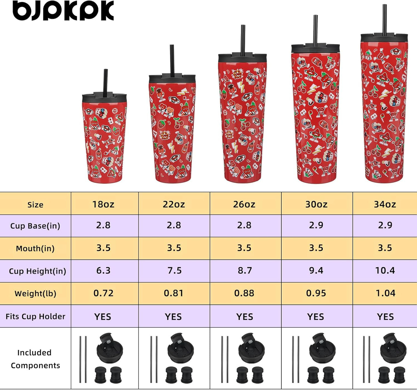 BJPKPK 34oz Skinny Tumbler With lid And Straw Stainless Steel Travel Coffee Mug Insulated Tumblers Cups,Passionate Red