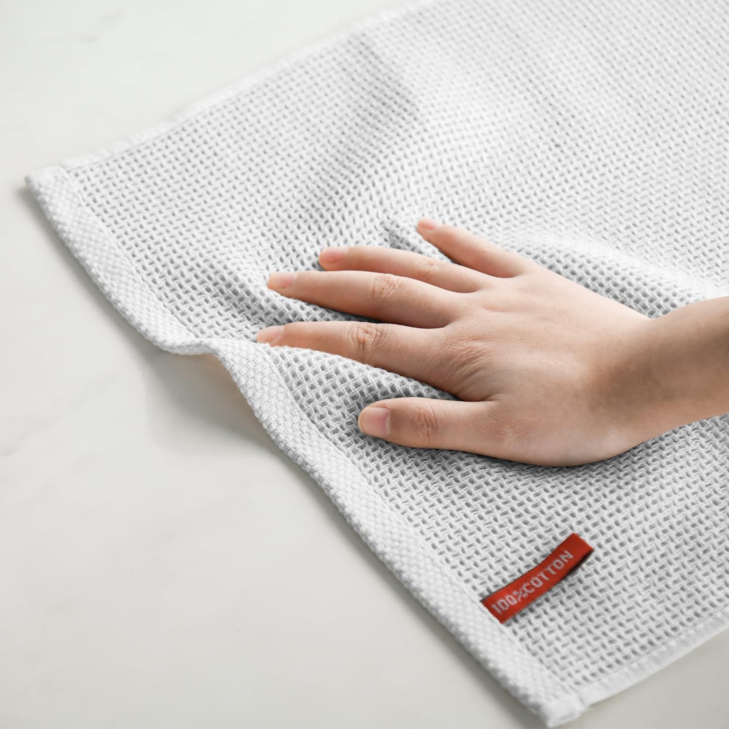 Artoid Mode 100% Cotton Light Grey Waffle Weave Kitchen Dish Cloths, 13x28 Inch Ultra Soft Absorbent Quick Drying Kitchen Dish Towels Set of 4