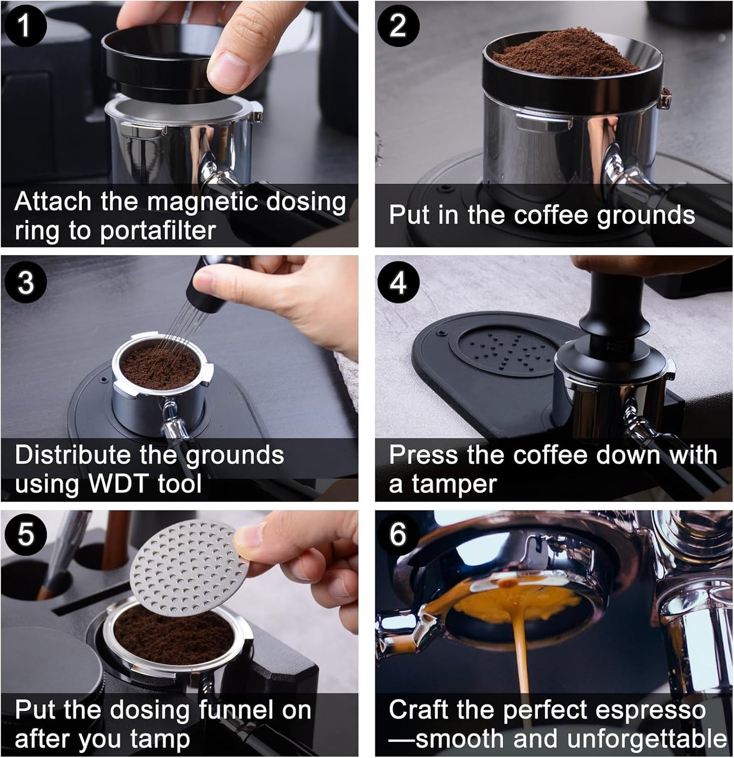 Espresso Accessories Kit 51mm, Coffee Tamper Set with Espresso Tamper, WDT Tool, Espresso Tamper Mat, Espresso Dosing Funnel, Puck Screen, Espresso Tools for 51mm Coffee Machine Accessories