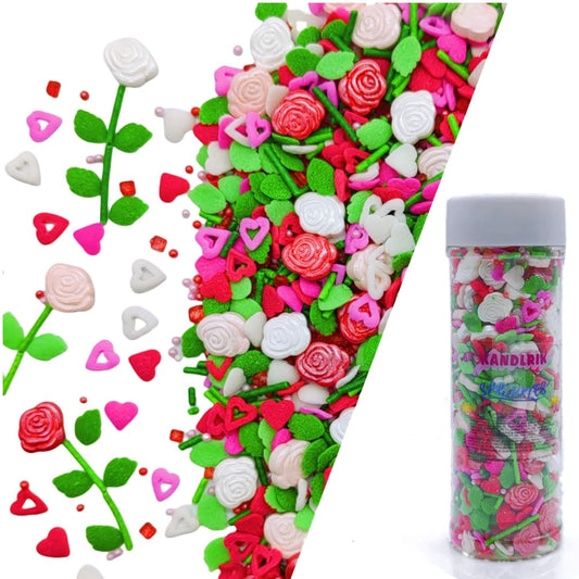Sprinkles Rose Cake Decorations Topper Edible Themed Sprinkles For Cake Decorations, Baking, Ice Cream, Cookies, Cupcake Topper 4.58OZ