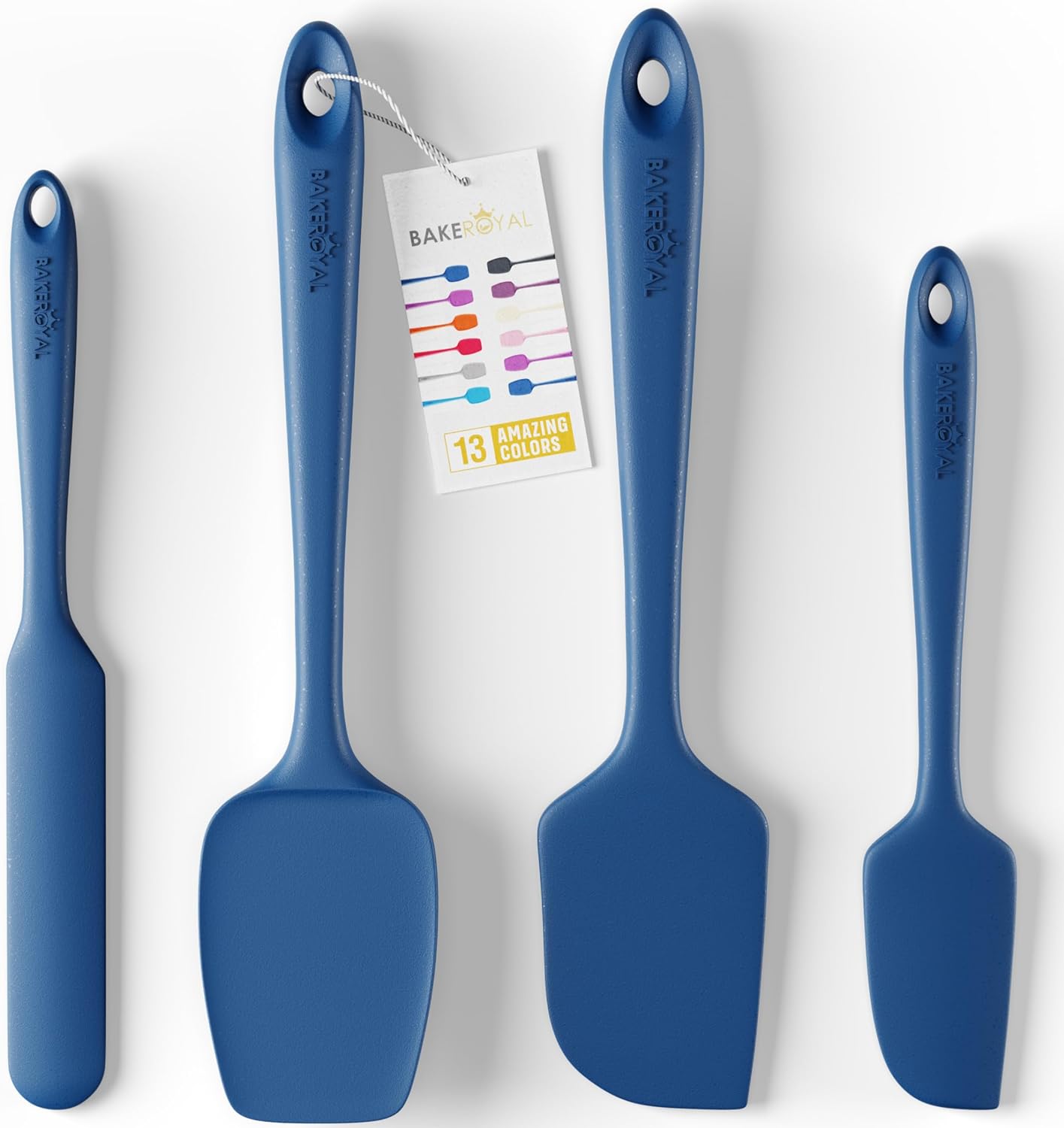 Silicone Spatula Set - 4-Piece Rubber Spatulas Silicone Heat Resistant 600°F for Everyday Task - Seamless Design Kitchen Spatulas for Nonstick Cookware - Royal Blue