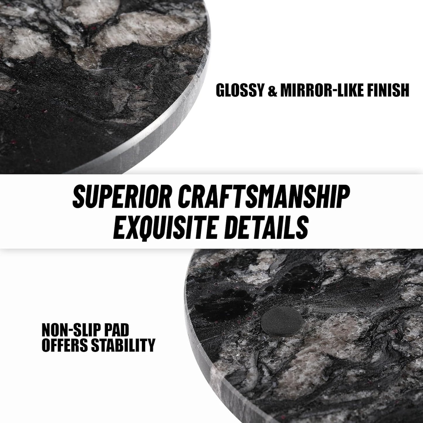 Koville Brazilian Natural Marble Cutting Board for Kitchen, 11" Round Hand Crafted Marble Slab for Cheese, Charcuterie, Pastry Board - Wedding Gift, House Warming Gift(Blue Fantasy)