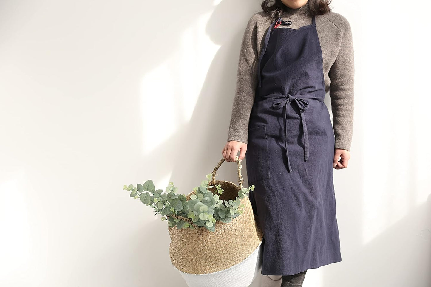 HANEE Kitchen Apron for Women & Men (9 Colors) Linen Cooking Aprons with pocket