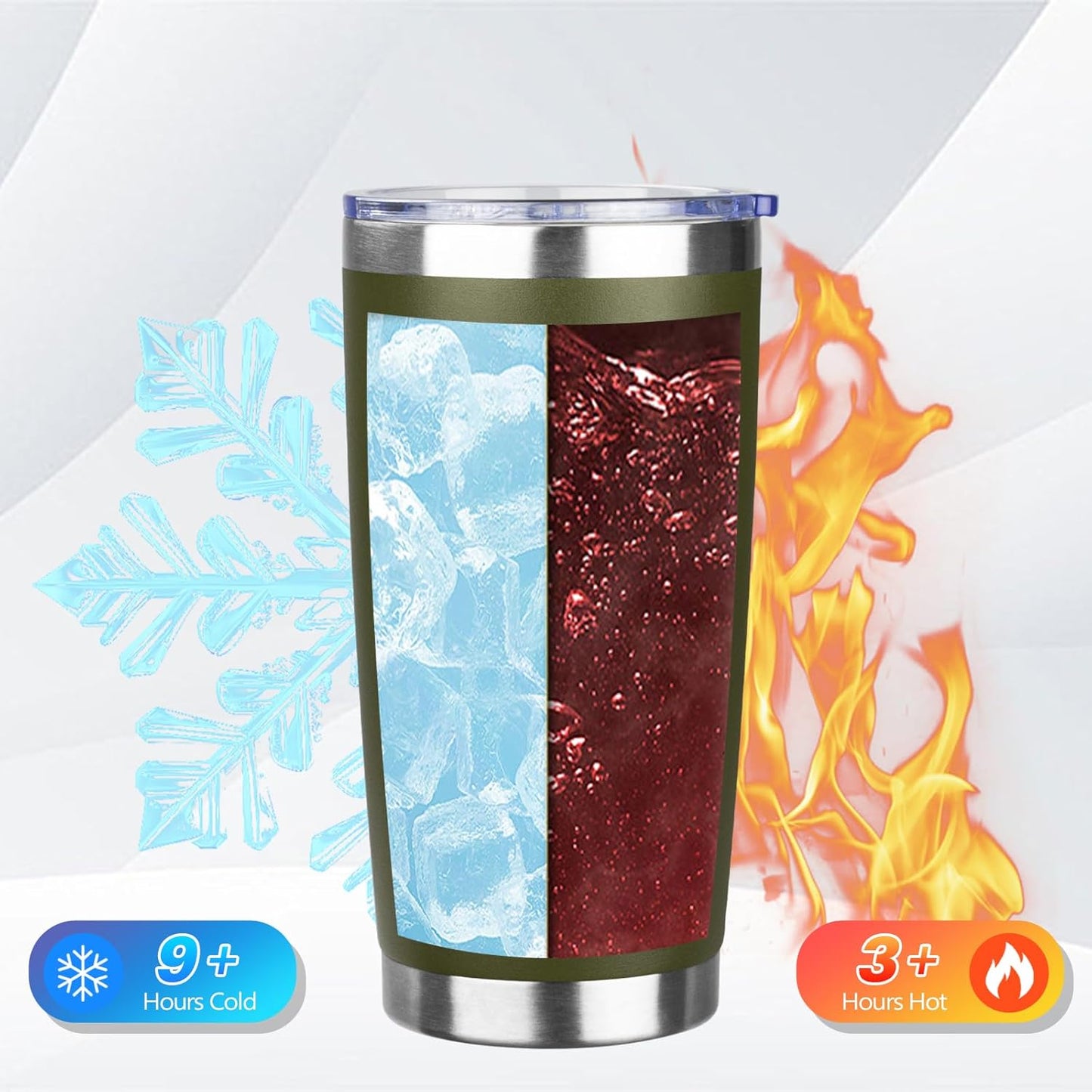 20oz Tumbler Bulk with Lid and Straw, Stainless Steel Double Wall Vacuum Insulated Travel Mug, Powder Coated Coffee Cups for Hot and Cold Drinks,Funny Gifts for Women Men(Navy Green,6)