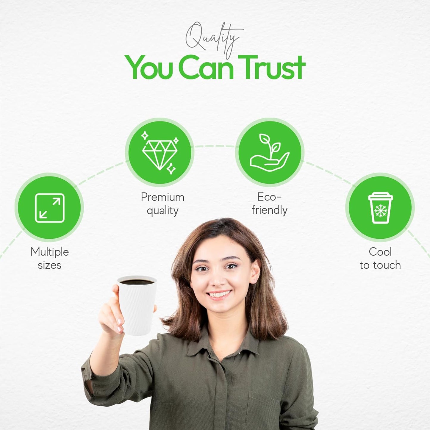 Restaurantware-12 Ounce Disposable Coffee Cups, 500 Double Wall Hot Cups For Coffee - Lids Sold Separately, Rolled Rim, White Paper Insulated Coffee Cups, For Hot Coffee, Tea, And More