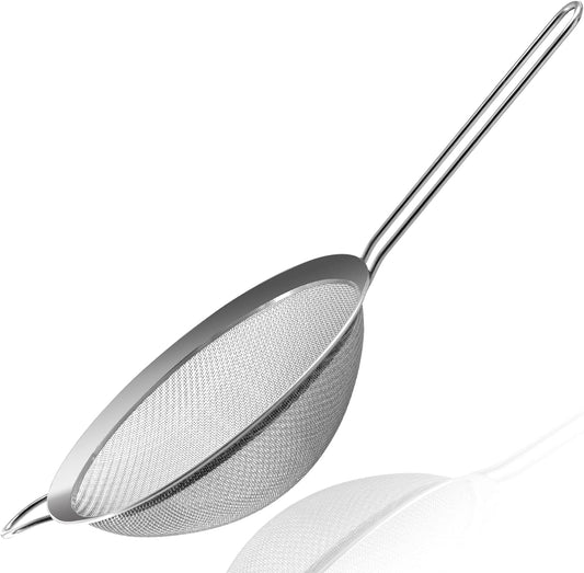Anaeat Fine Mesh Strainers - Premium Stainless Steel Colander Sieve Sifters, with Durable Mesh and Sturdy Handle, Excellent for Sifting Dry ingredients, Flour, Pastas, Rice, Tea (8.67"）