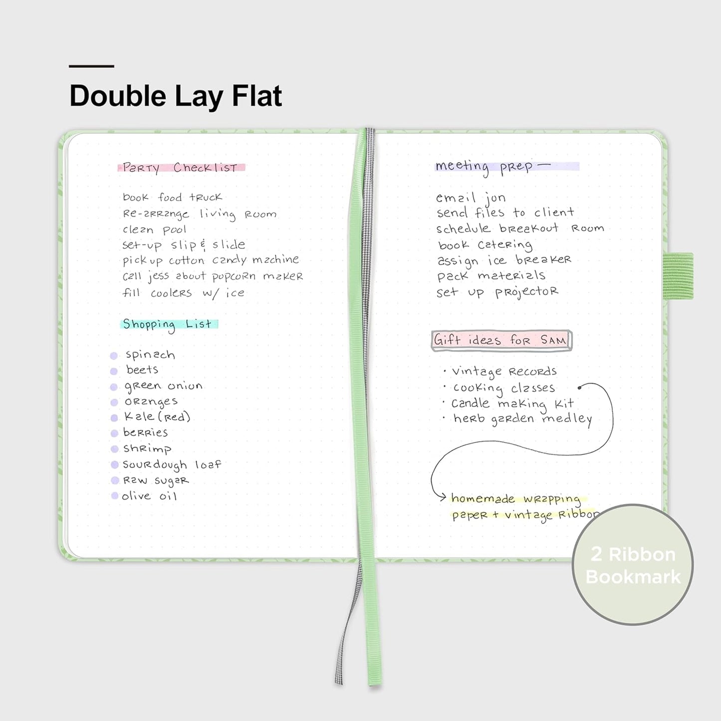 &And Per Se Dotted Journal Notebook for Women&Men with Pattern, A5 Leather Hardcover, 160 Pages 100GSM Thick Dotted Paper, 3 Sheets of Stickers Included(Light Green)