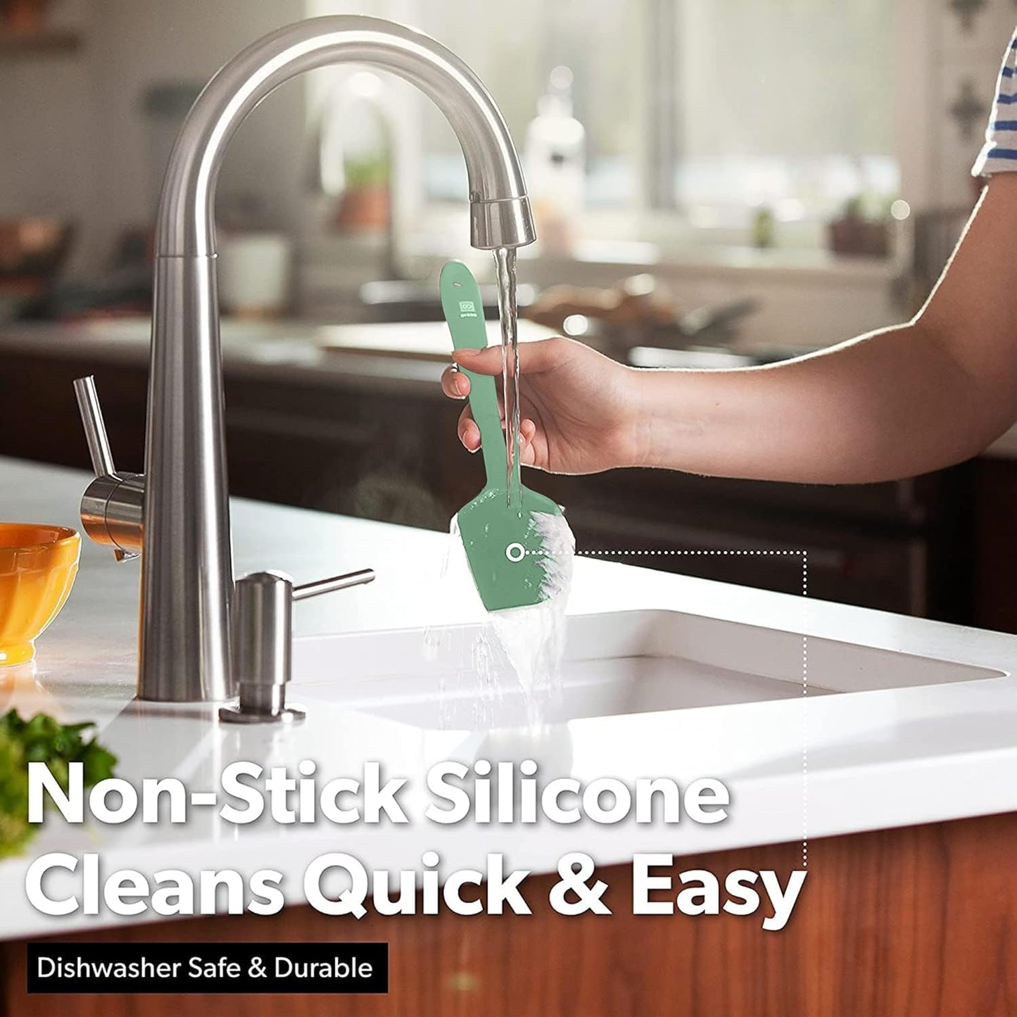 DI ORO Silicone Spatula Set - Rubber Kitchen Spatulas for Baking, Cooking, & Mixing - 600°F Heat-Resistant & BPA Free Silicone Scraper Spatulas for Nonstick Cookware - Dishwasher Safe (5pc, Sage)