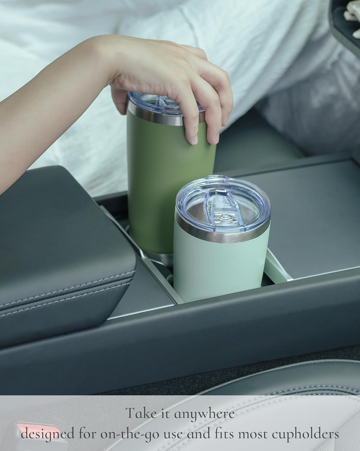 Travel Coffee Tumbler 20oz, 1 Pack Leakproof Travel Coffee Mug with Lid and Straw, Stainless Steel Double Wall Vacuum Insulated Tumbler for Hot/Iced Drinks (Textured Matte, Mint Green)