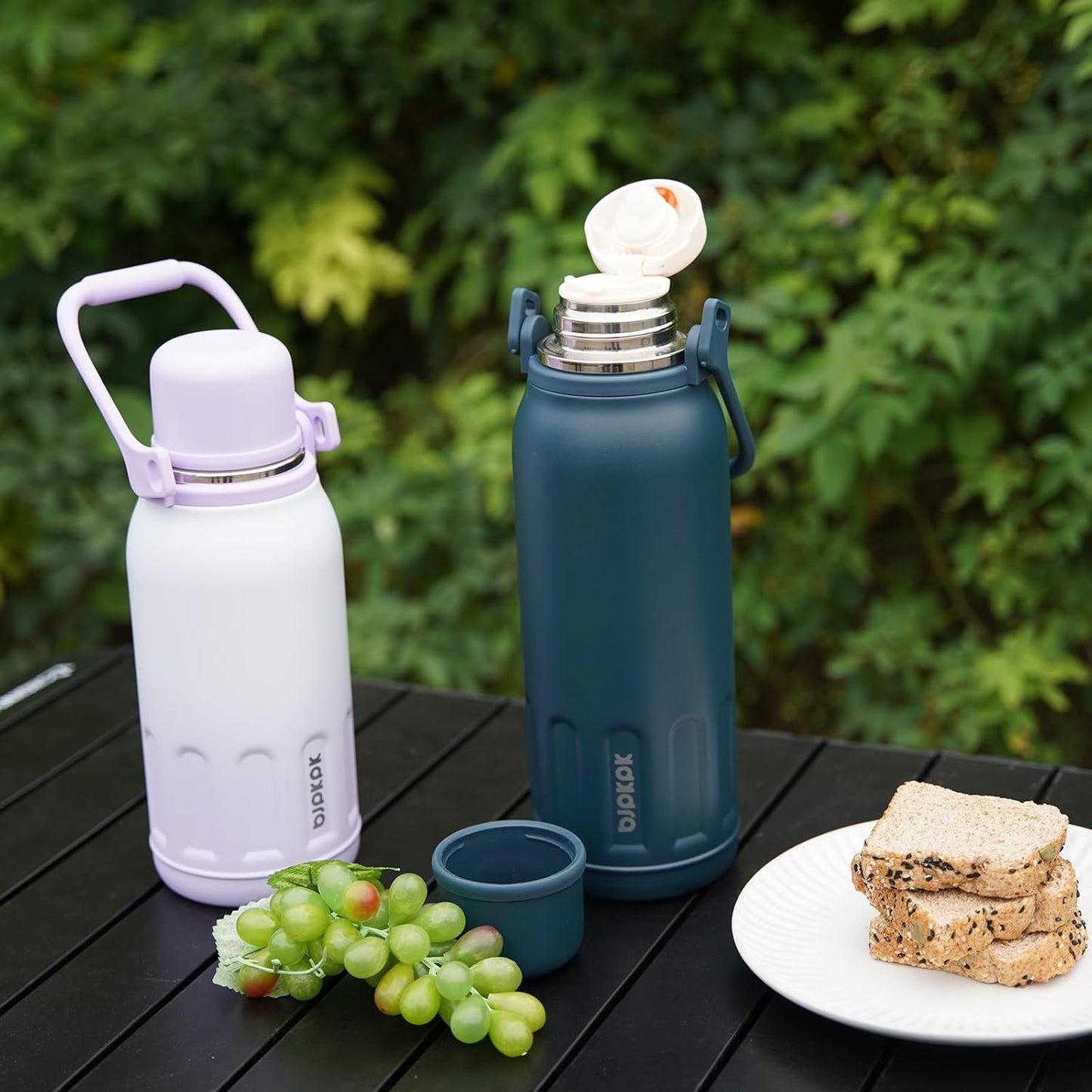 BJPKPK Insulated Thermos Water Bottle Double Wall with Handle and Lid 50oz Stainless Steel Water Bottles for Cold and Hot Beverages,Yellow