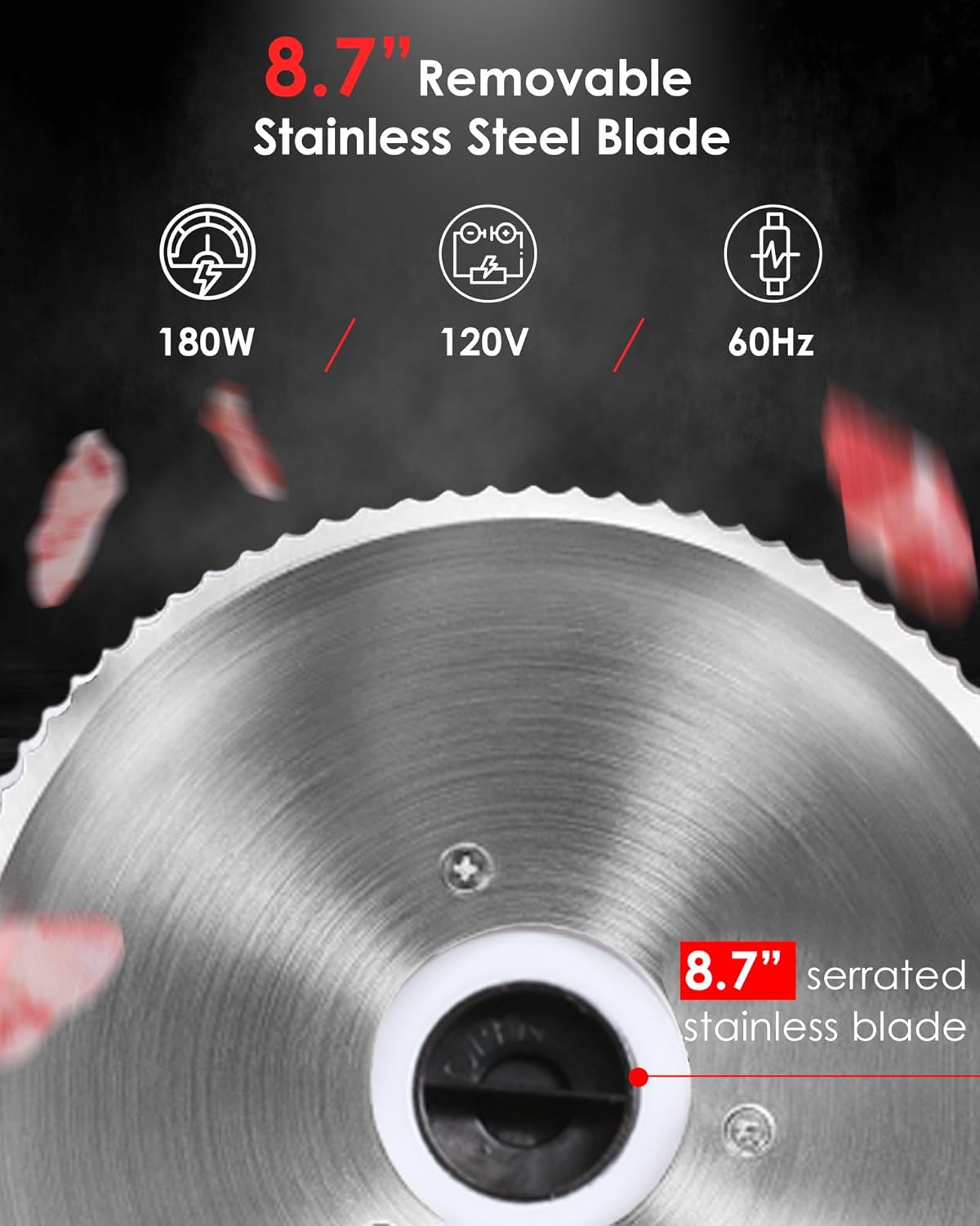 TOOGOOD 8.7" Meat Slicer, Electric Food Slicer Machine with Removable Stainless Steel Blade, Deli Food Slicer for Home Use, Slicing Frozen Meat,Hard Cheese, Ham and Deli, Black