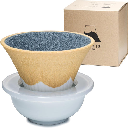 Ceramic Reusable Coffee Filter Dripper Paperless Sustinable Mt. Fuji Made in Japan (Yellow)
