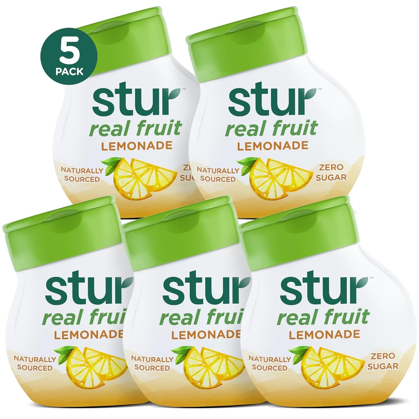 Stur Liquid Water Enhancer | Lemonade | Naturally Sweetened | High in Vitamin C & Antioxidants | Sugar Free | Zero Calories | Keto | Vegan | 5 Bottles, Makes 120 Drinks