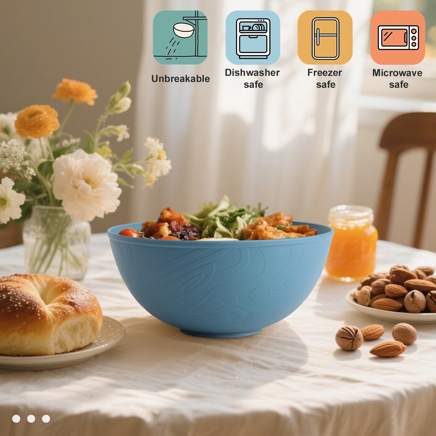 Wheat Straw Bowls for Kitchen set of 6,Anti-Scald Thick Soup Bowls 40oz,Microwave and Dishwasher Safe Bowl Sets, Unbreakable Cereal Bowl Sets. Vibrant Series