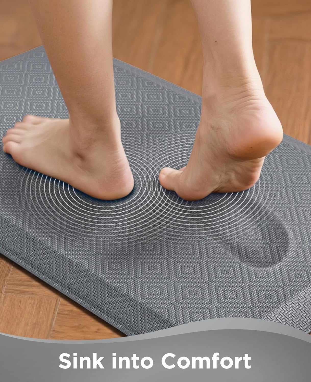 Ophanie Kitchen mats for Floor, Kitchen Rugs, 20x32 Anti Fatigue Standing Cushioned Mat, Waterproof, Comfort Ergonomic mat for Office, Home, Sink, 3/4 inch Thick Memory Foam Grey Non-Slip Bottom