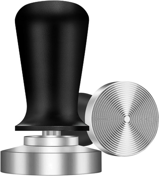 Espresso Tamper,Stainless Steel Ripple Base Coffee Tamper,Espresso Accessories,Calibrated Loaded Espresso Tamper,Ergonomic Handle Espresso Tamper,Fits Most Portafilters,Espresso Tamper (Black, 58mm)