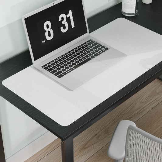 Pure White Plastic Table Cover Protector, 30" x 60" Waterproof Easy Flat PVC Desk Pad Mat, 1.5mm Thick Rectangle Vinyl Table Top Protector for Dining Room Table, Office, Dresser