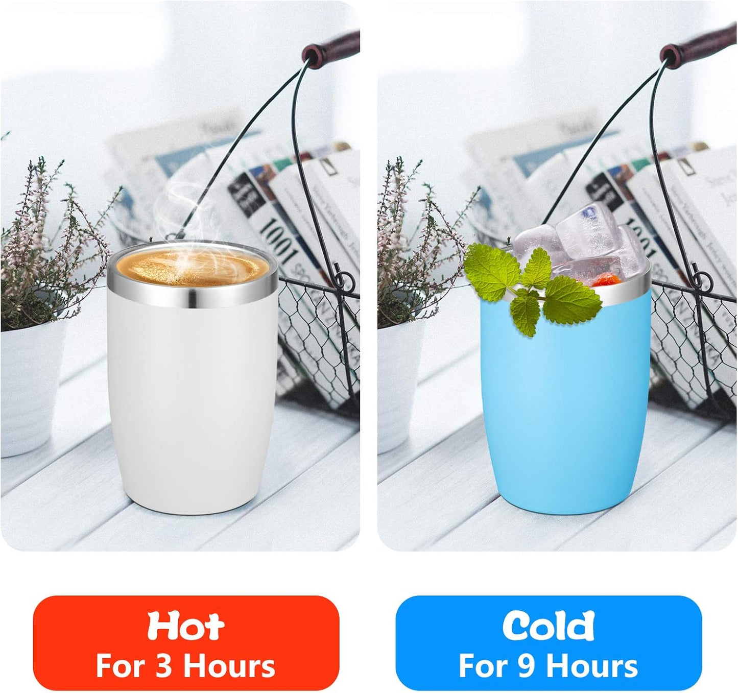 VEGOND Stainless Steel 12 oz Tumblers bulk Vacuum Insulated Double Wall Travel Tumbler with Lid and Straw Reusable Tumbler,White 12 pack