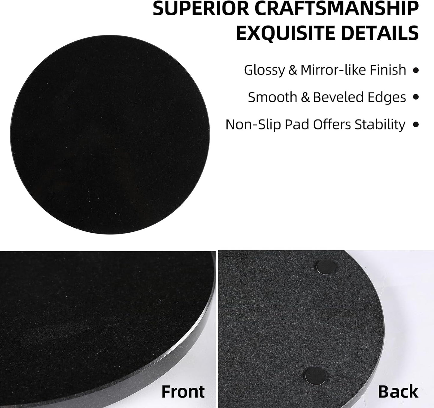 Koville African Natural Marble Cutting Board for Kitchen, 11inch Round Hand Crafted Marble Slab for Cheese, Charcuterie, Pastry Board - Wedding Gift, House Warming Gift(Zimbabwe Black)