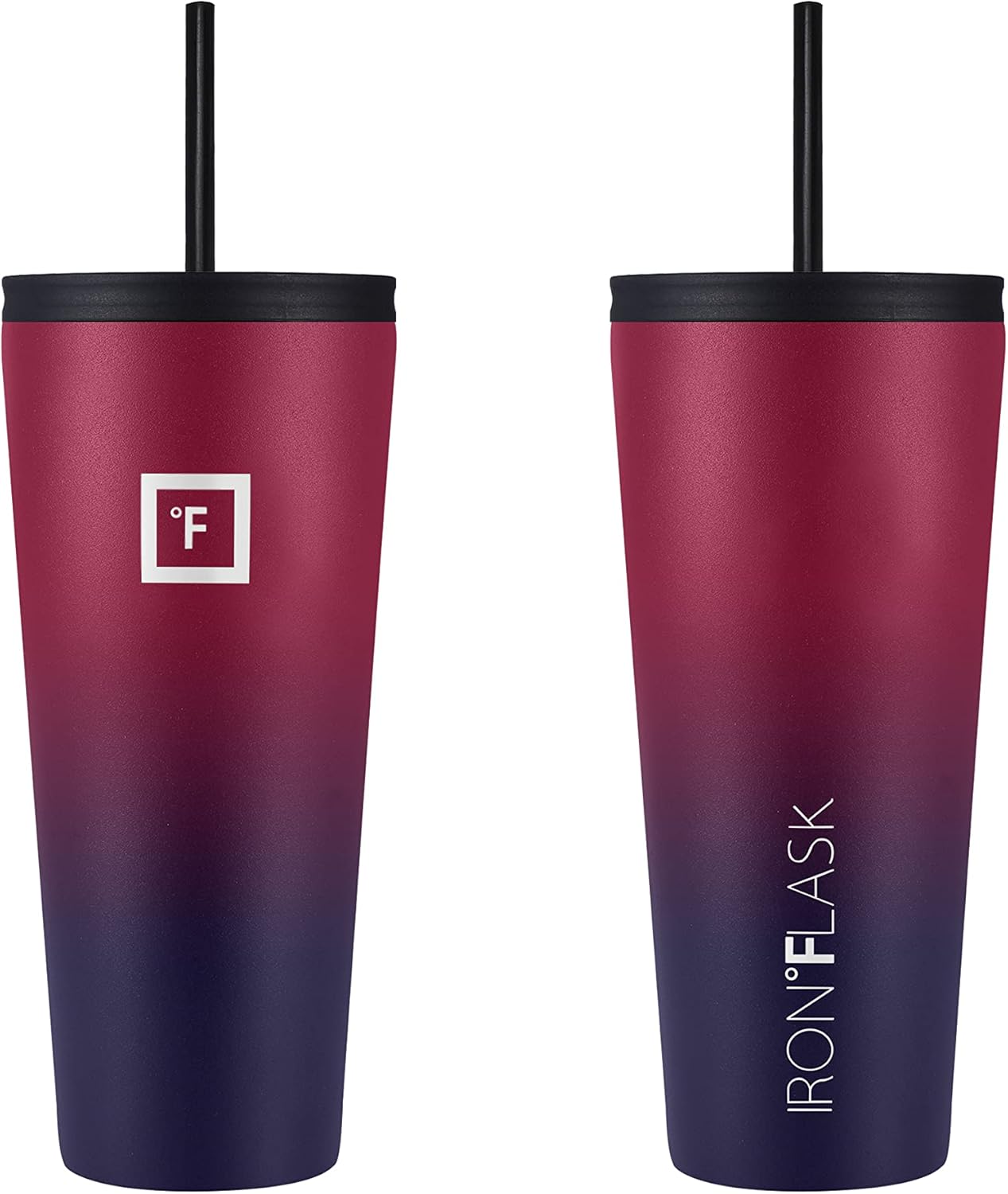 IRON °FLASK Classic Tumbler - Vacuum Insulated Stainless Steel Water Bottle, Double Walled, Drinking Cup, Insulated Travel Mug (Dark Rainbow, 32 oz Solid Lid)