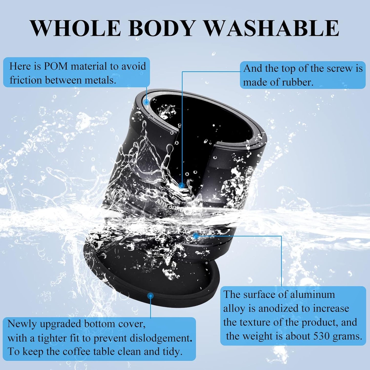 Coffee Portafilter Holder| Espresso Tamper Stand| Aluminum Alloy Espresso Holder| With Non-slip Base| Suitable For Most 58mm Coffee Machin Portafilter| (58mm, Black)