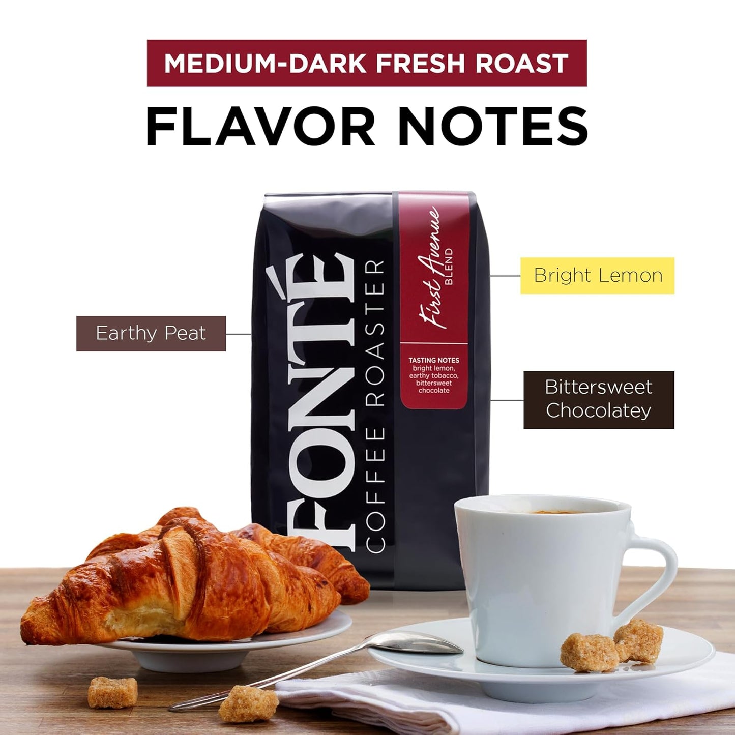 Fonte Coffee Roaster - Drip Coffee - Medium-Dark Fresh Roast - Roasted in Seattle - Single Origin - Bright Lemon, Earthy Peat, Bittersweet Chocolate - 12 oz - First Avenue