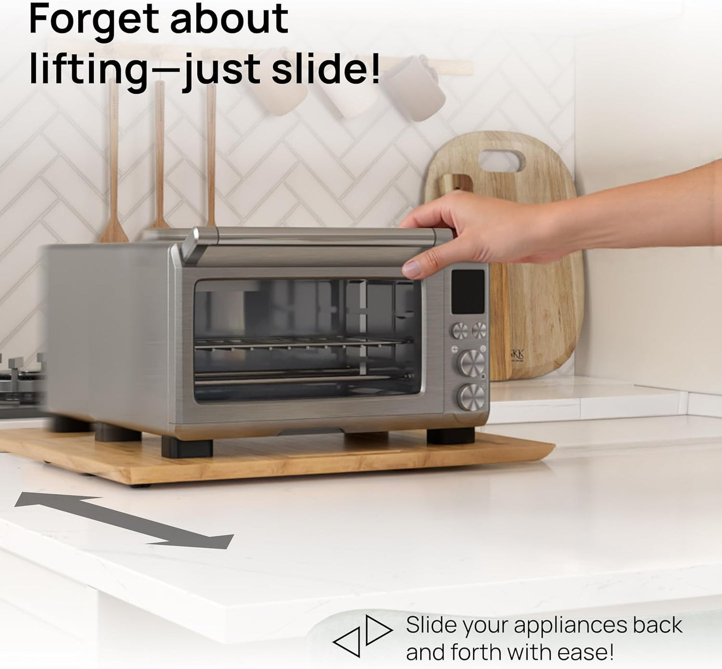 Ibyx Elegant Sliding Tray for Your Coffee Maker & Heavy Kitchen Appliances - Sturdy, Slides Easily from Under The Cabinet (Natural, 21" W x 15" D)