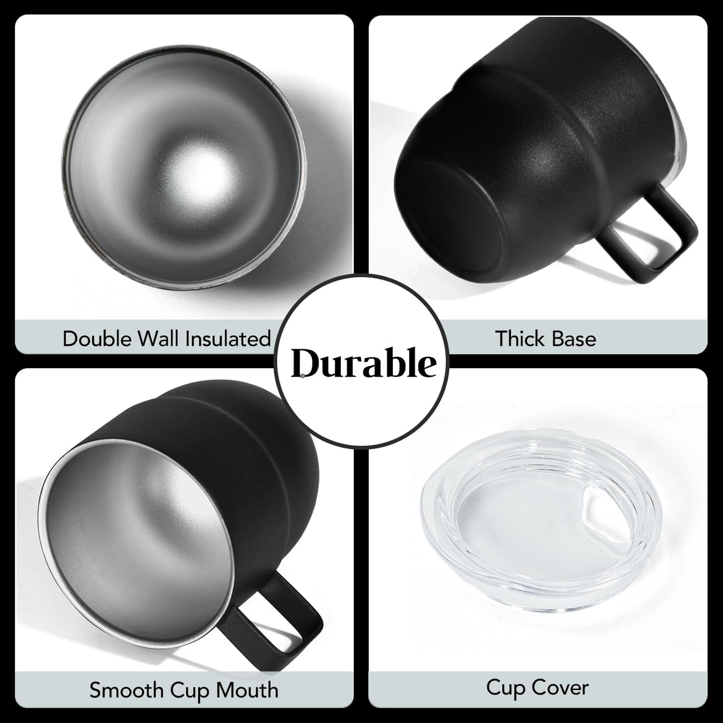 4oz Espresso Cup Set of 2, Insulated Espresso Mug With Lid and Straw, Espresso Shot Glasses with Handle, Double Walled Stainless Steel Small Expresso Shots Cup for Coffee