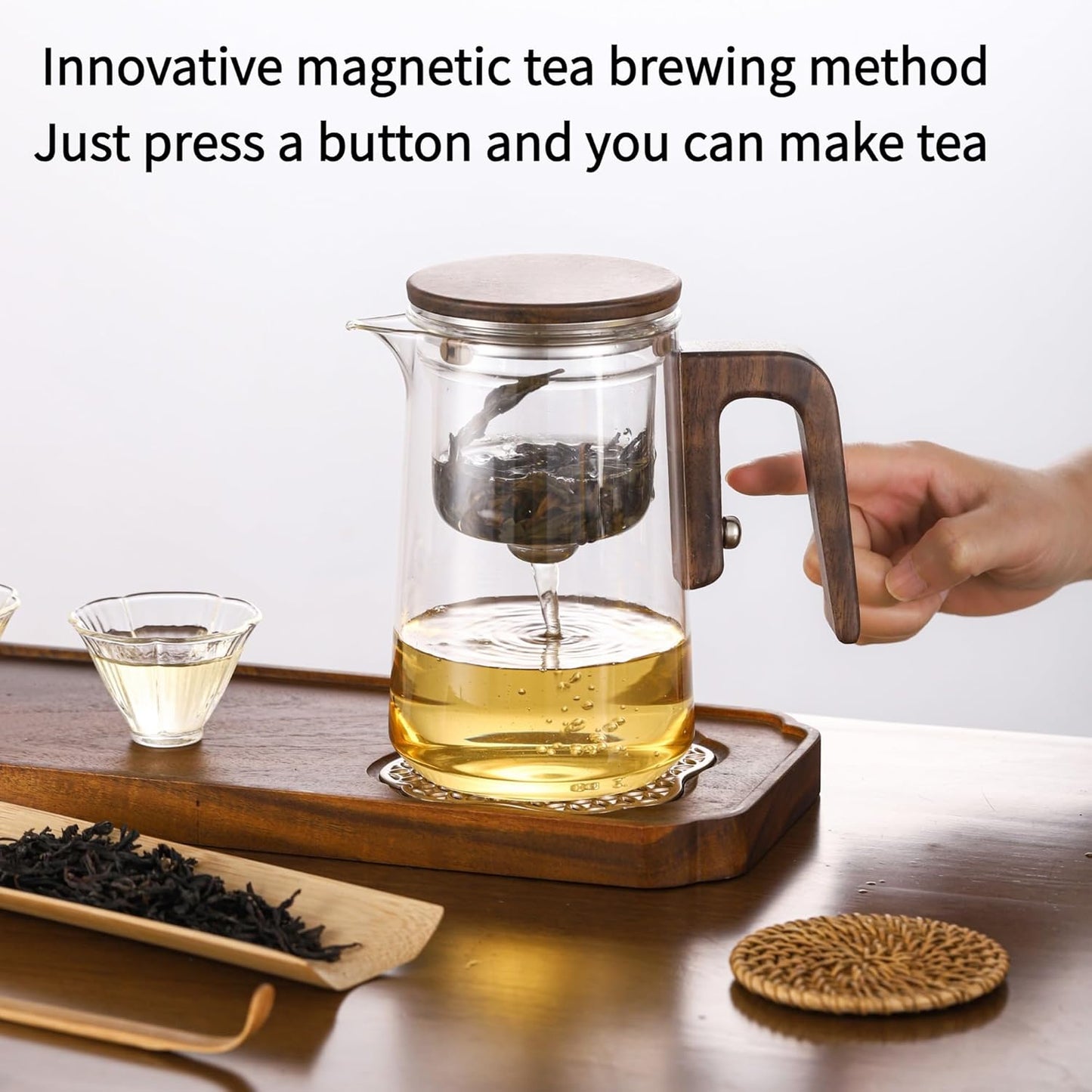 Enchanti Tea Pot, Magic Witchcraft Glass Tea Steepr, Detachable Loose Tea Glass Tea Infuser, Suitable for Loose Tea or Black Tea,Ideal Gift forTea Lovers, 27 Ounces (about 800 ml)