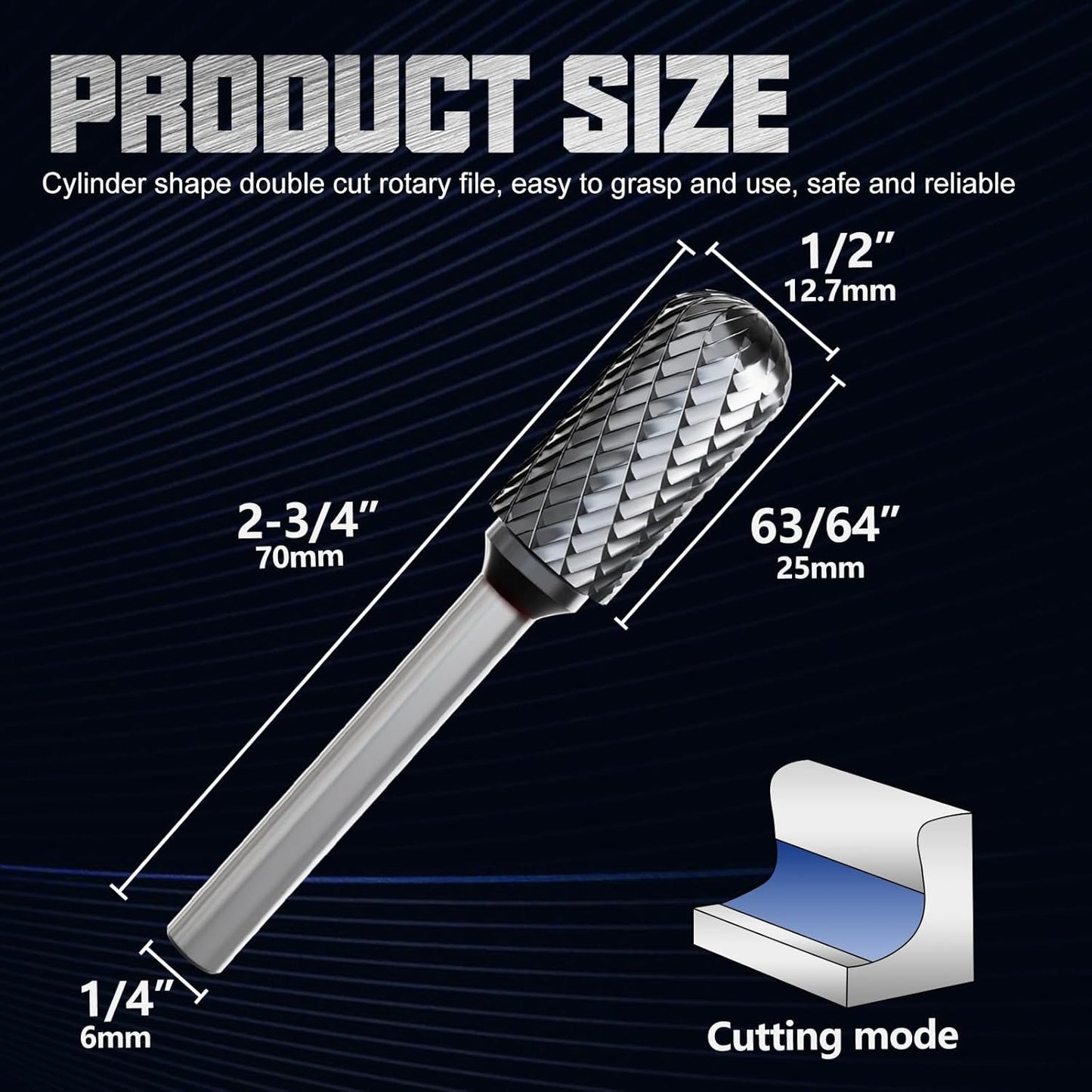 CATITO Cylinder With Ball Top Die Grinder Bit, Cut Carbide Rotary Burr for Steel, Wood and Metal Working, Engraving, polishing and Cleaning