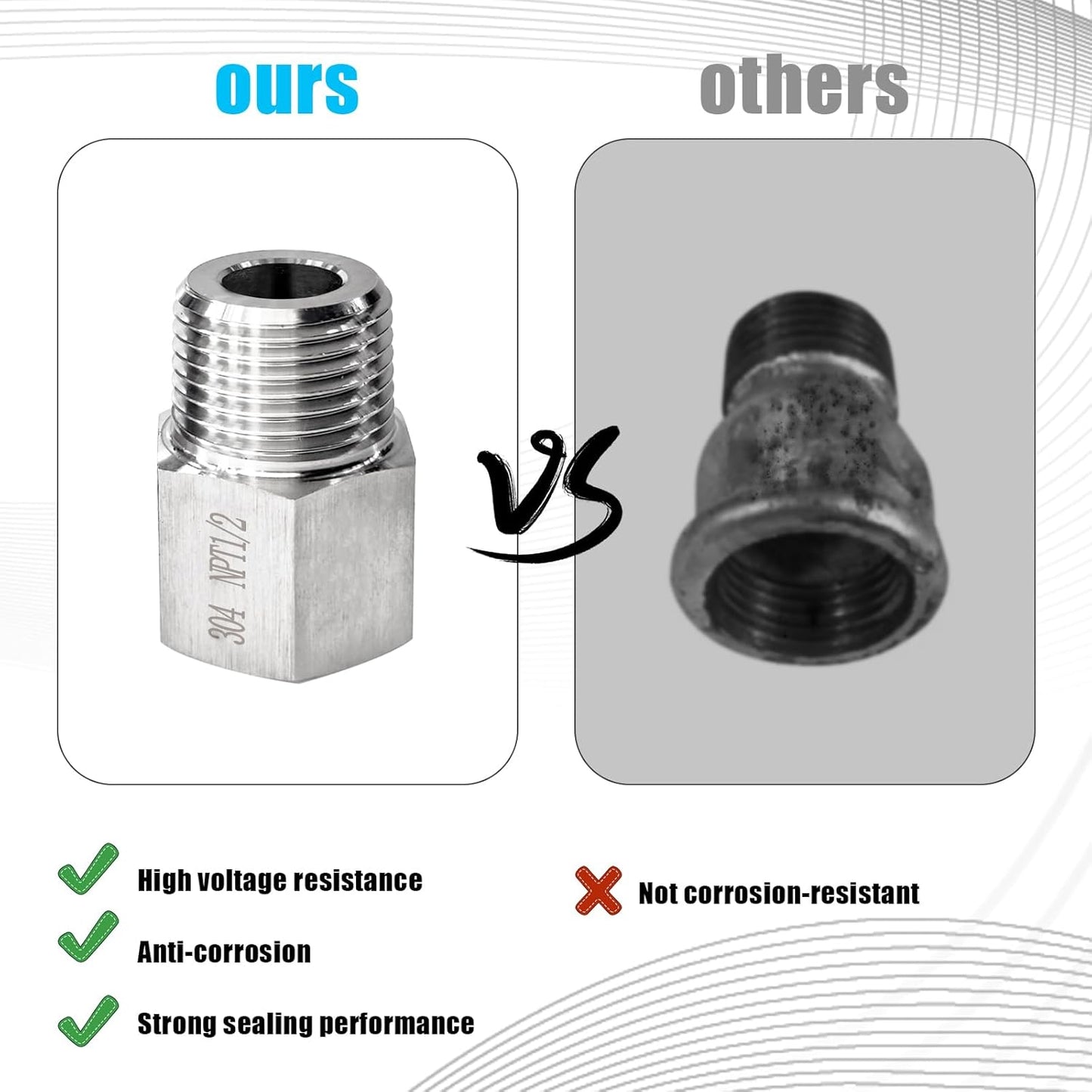 2 pieces NPT1/2 Female to NPT1/2 Male adapter,Reducer Adapter, Fabricate of 304 Stainless Steel.