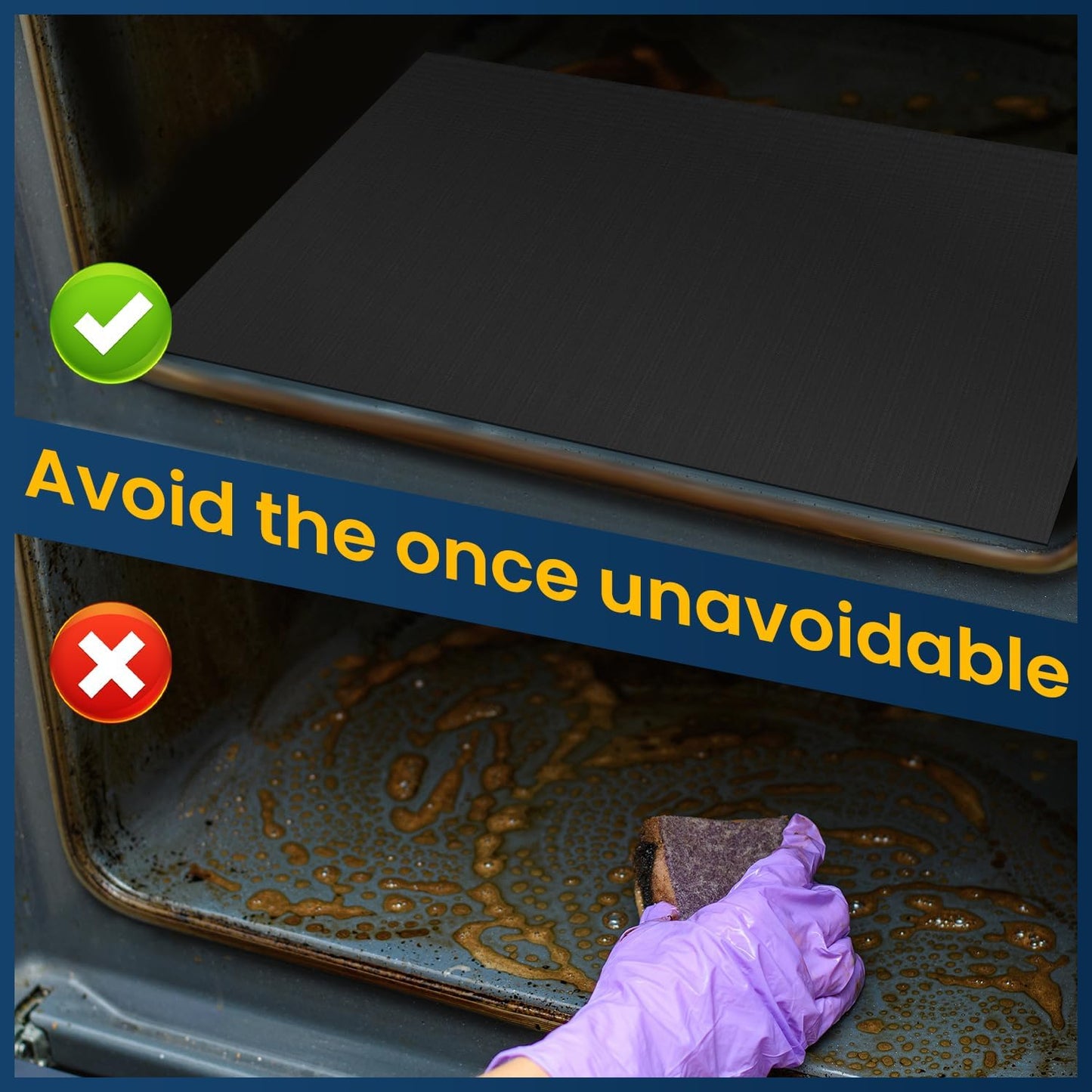 Oven Liner for Bottom of Oven, 2 Pack Heavy Duty Oven Liners for Electric Stove, Heat Resistant Stovetop Protector Air Fryer Grill Mat, Reusable Gas Toaster Microwave Oven Drip Liner Teflon Sheets