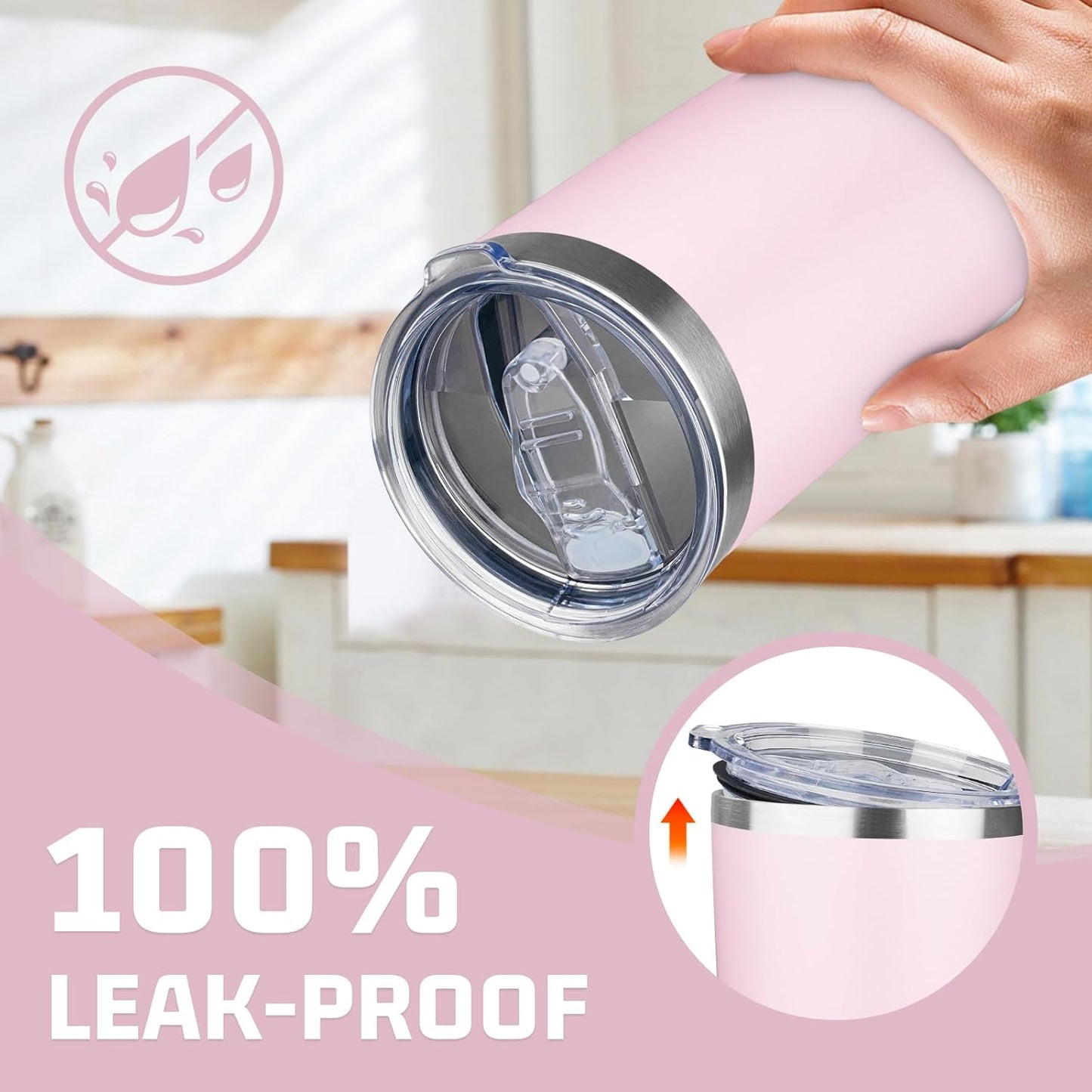 FristChoice 20oz Tumbler with Lid Double Wall Vacuum Insulated Travel Coffee Mug Stainless Steel Thermal Cup Powder Coated Sturdy Coffee Tumbler Bulk for Hot and Cold Beverage (Pink,1)