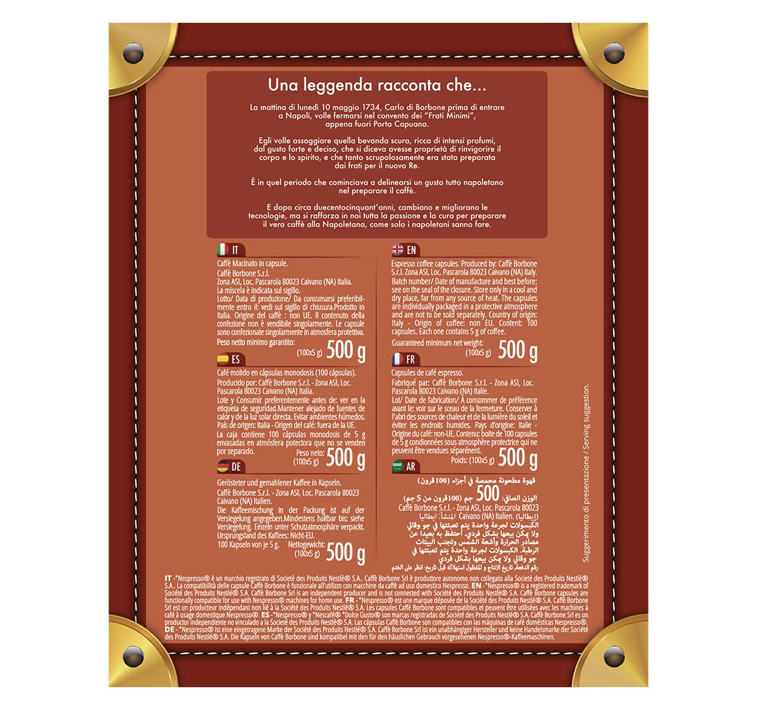 Caffè Borbone Coffee Capsules, Blue Blend, Medium Roast, 50 Count, Compatible with Nespresso, Made in Italy