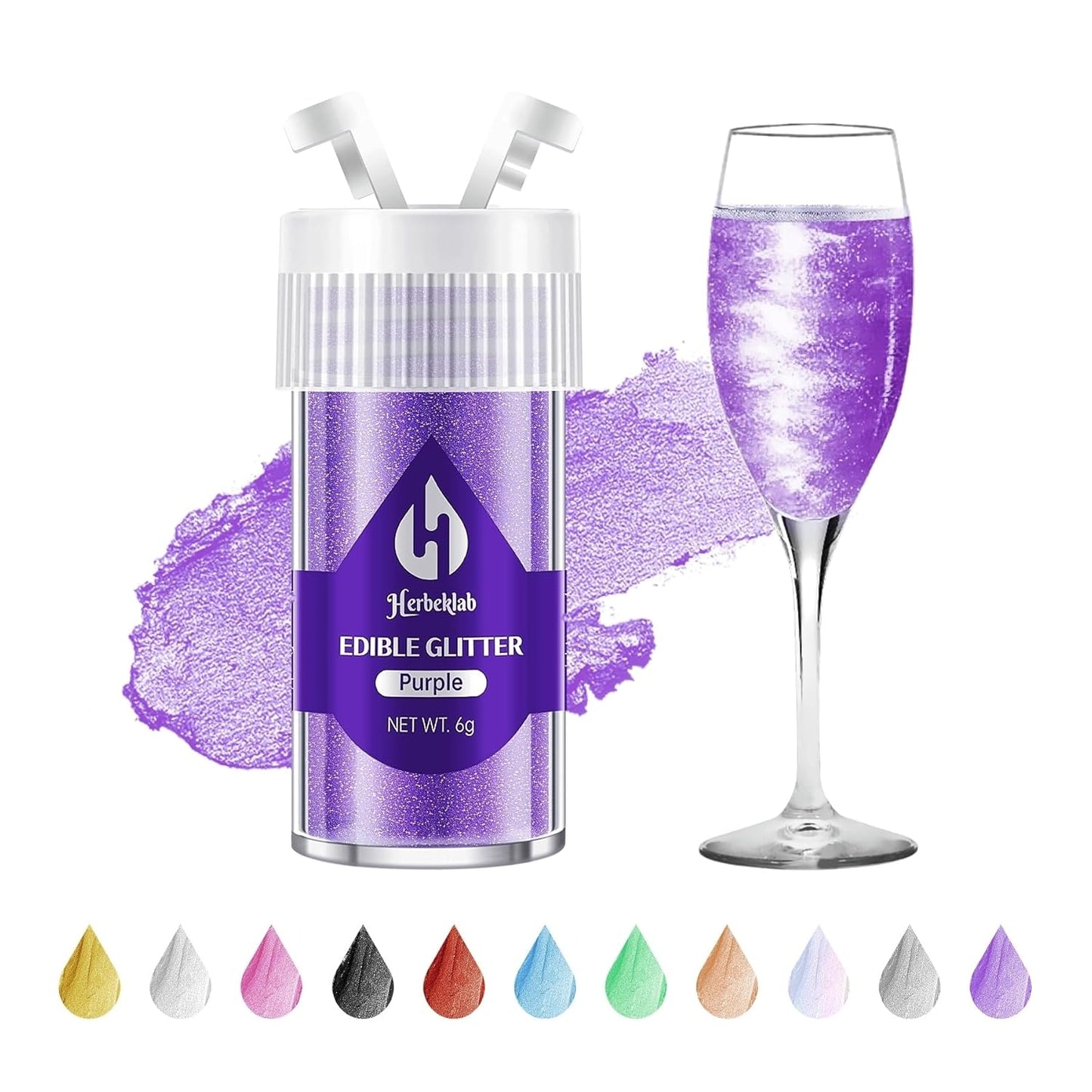 Purple Edible Glitter for Cocktails - 6g Purple Luster Dust Edible Drink Glitter Food Grade Metallic Shimmer Powder Sprinkles for Beverage Cake Chocolate Candy