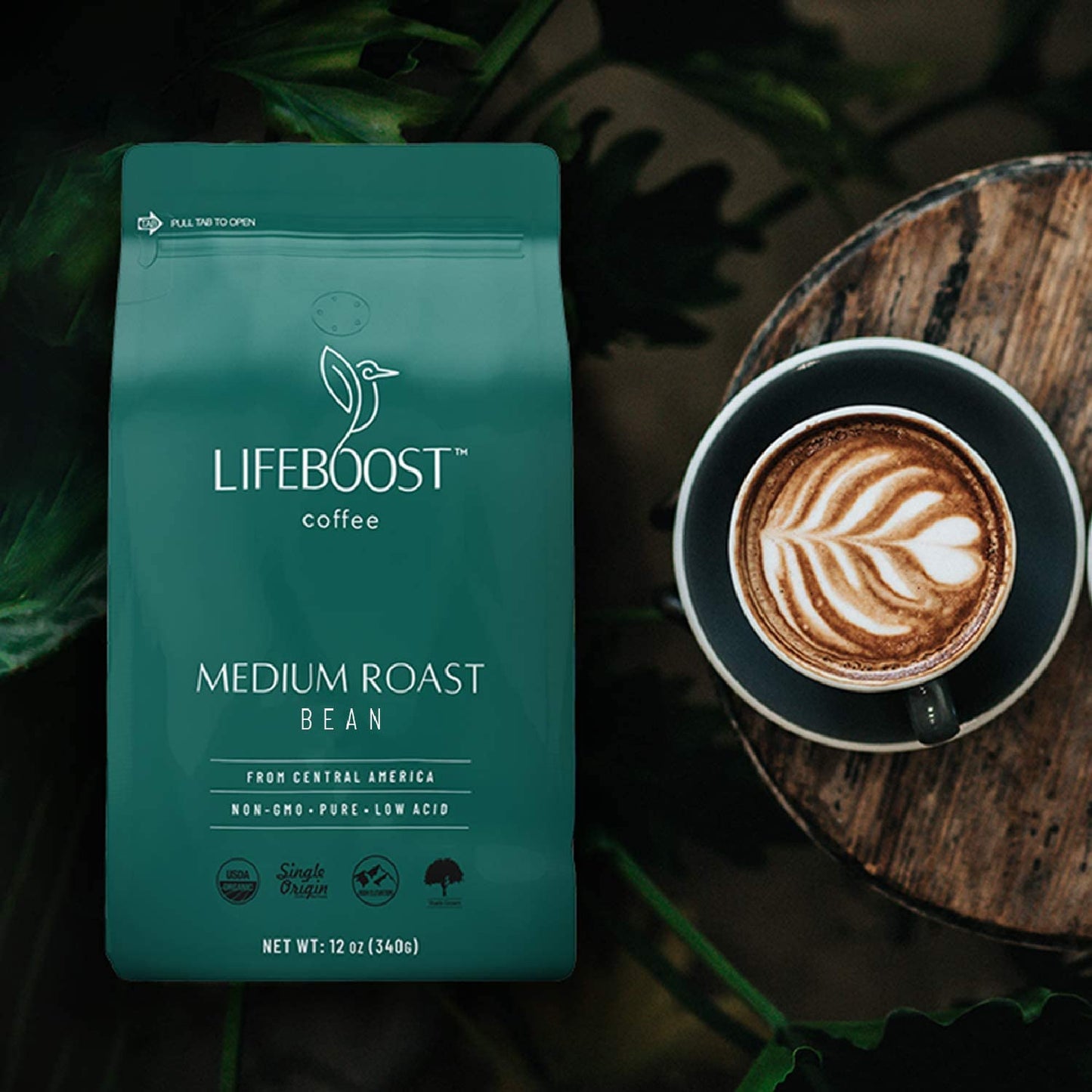 Lifeboost 3 Pack Medium Roast Whole Bean Coffee - Non-GMO Low Acid Single Origin USDA Organic Coffee - Third Party Tested For Mycotoxins & Pesticides - 12 Ounces
