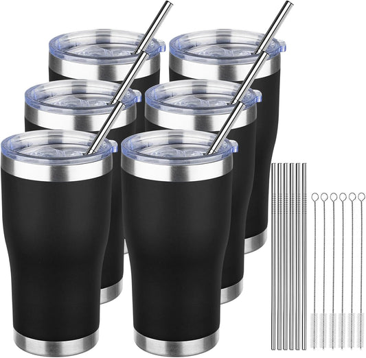 MEZMUT 20oz Coffee Tumbler with Lid and Straw Double Wall Vacuum Insulated Cup Stainless Steel Travel Mugs Insulated for Hot and Cold Leakproof Powder Coated Tumbler for Indoor and Outdoor