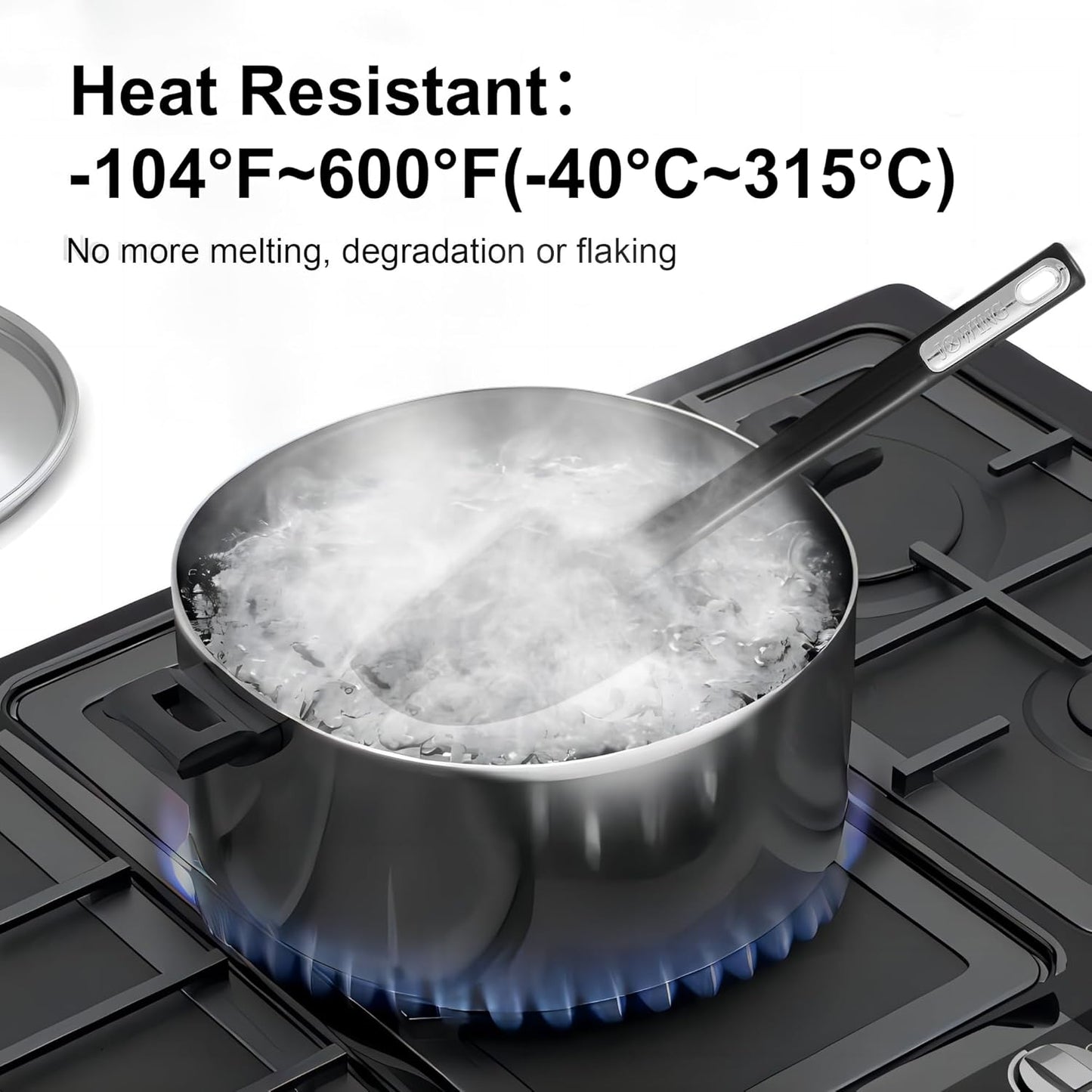 Premium Silicone Spatula Set, JXWING Flexible Heat Resistant Non-slip Handle Baking Cooking Rubber Spatulas, Black