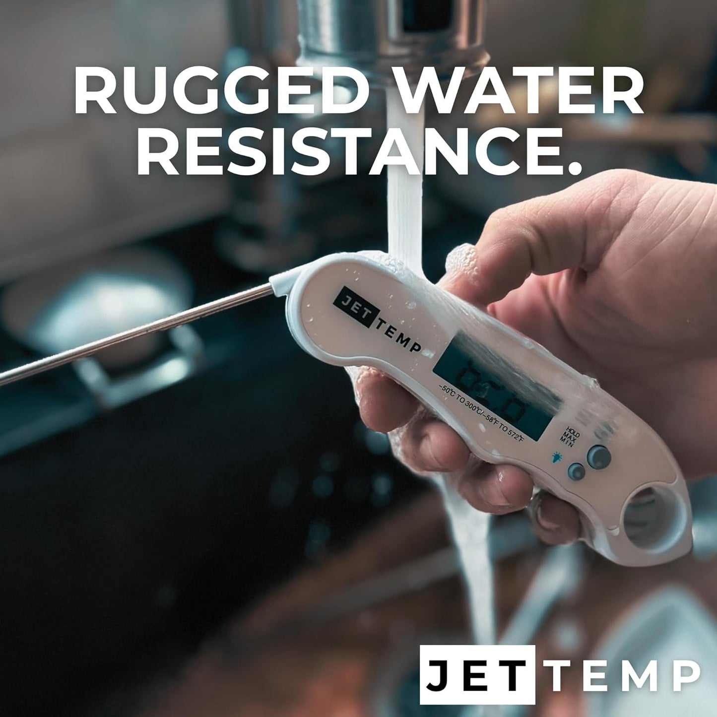 F1 Essential Kitchen Thermometer for Cooking, Grill, BBQ, Smoker, Air Fryer, Candy, Oil Fry, Kitchen Food Probe, Backlit Display, Foldable, Water Resistant