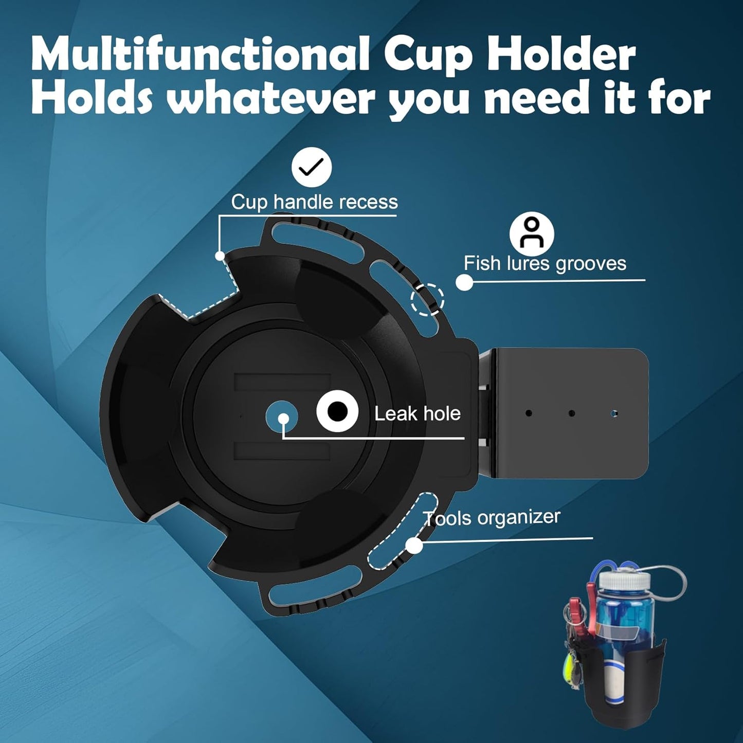 Deeper Desk Cup Holder with Large Metal Clamp, 3.8" Diameter Cup Holder, Anti-Spill Cup Holder Compatible with YETI Bottles & Pen Holder. (Large)