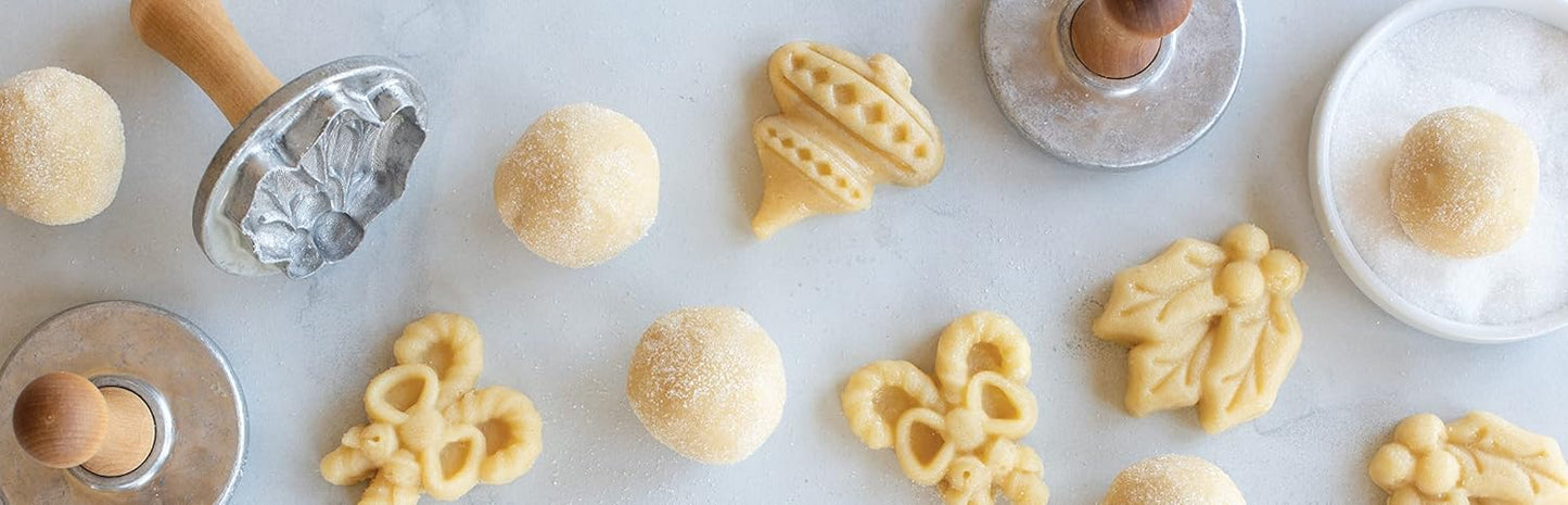 Nordic Ware 01233 Holiday Cast Cookie Stamps, 3-inch rounds, Silver