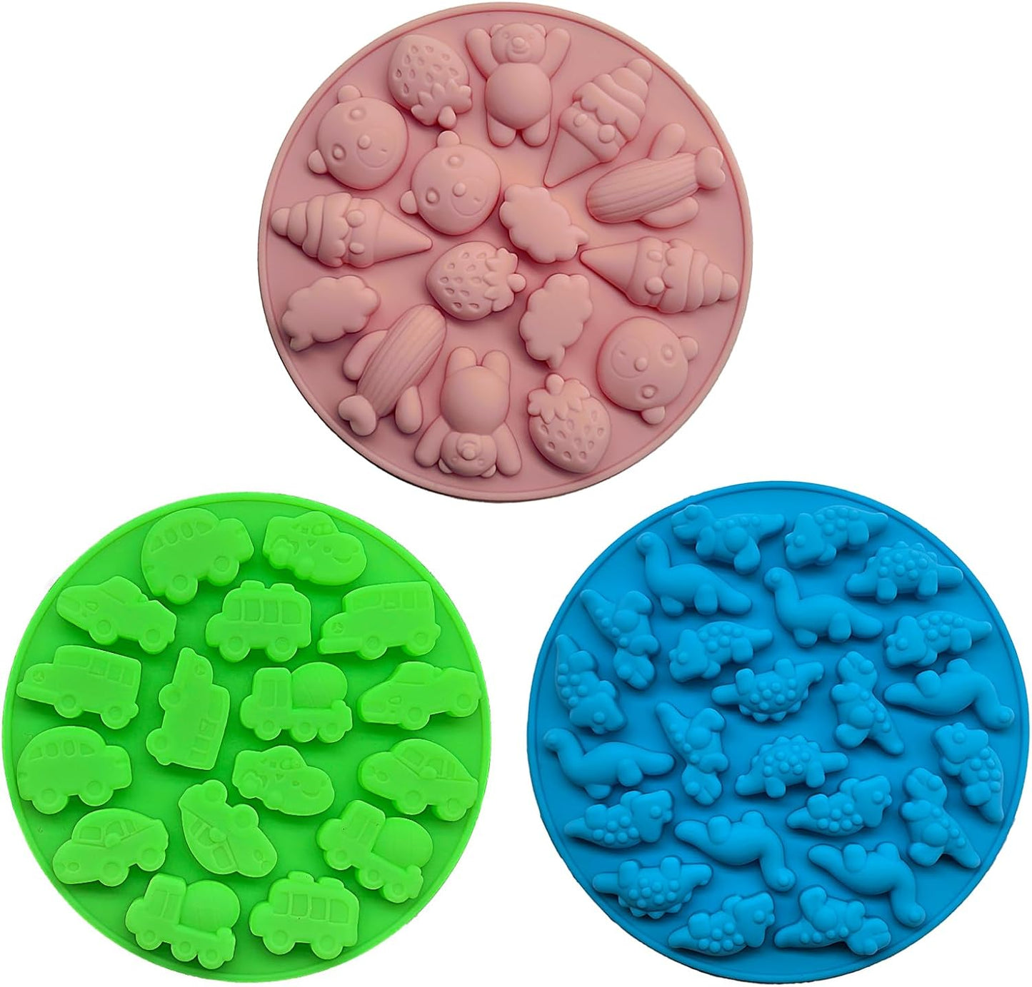 Gummy Candy Molds - Silicone Gummy Bear/Dinosaur/Car Molds for Kids,Non-stick and Bpa Free for Mini Candy Chocolate Gummies Baking