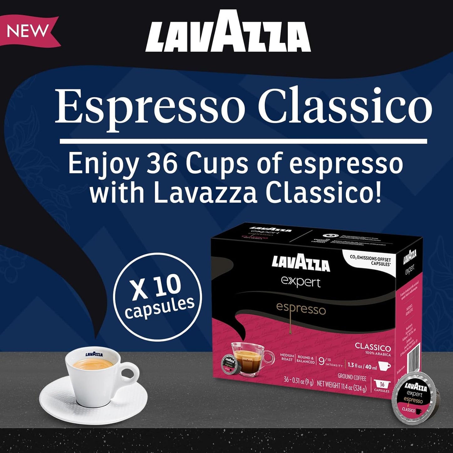 Lavazza Expert Espresso Coffee Pods Variety Pack – 30 Count – Includes Classico, Intenso & Decaf Capsules – Keto-Friendly, Rich & Smooth Italian Blend – Compatible with Lavazza Classy Machines