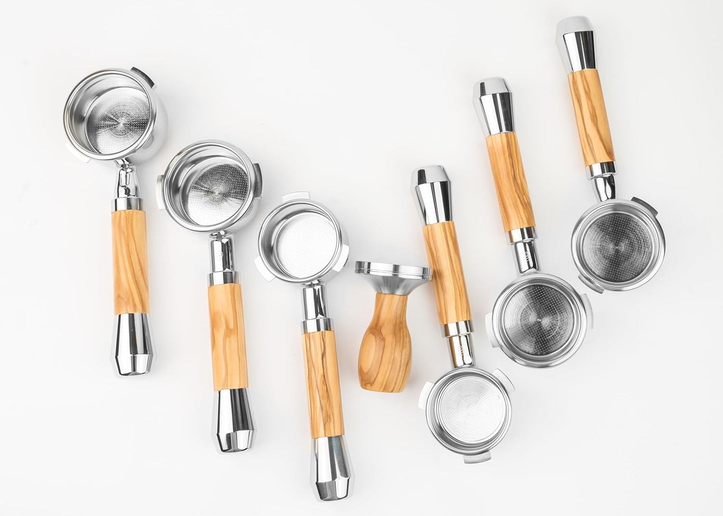 LILQ 54mm Bottomless Naked 3 Ears Portafilter Compatible with Breville Machines Stable Handle (Olive Fusion, 54mm)