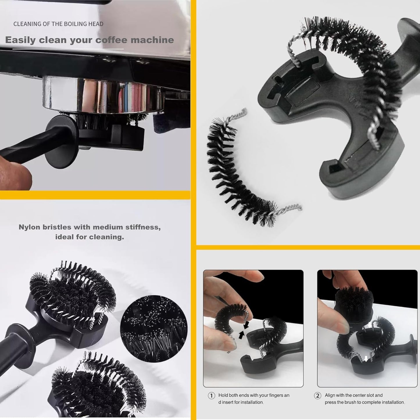 Espresso Coffee Machine Cleaning Brush Set,Group Head Cleaning Brush,Coffee Portafilter Cleaning Brush,360°Nylon Bristle,Effectively Cleaning, Barista Cleaning Tools,58MM